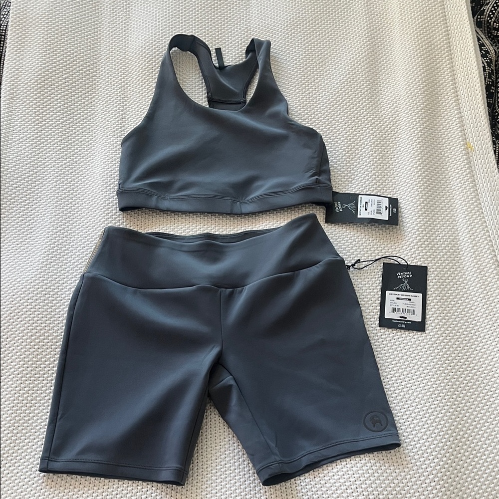 NWT Backcountry Destination Bike Short and Racerback Bra Set- S